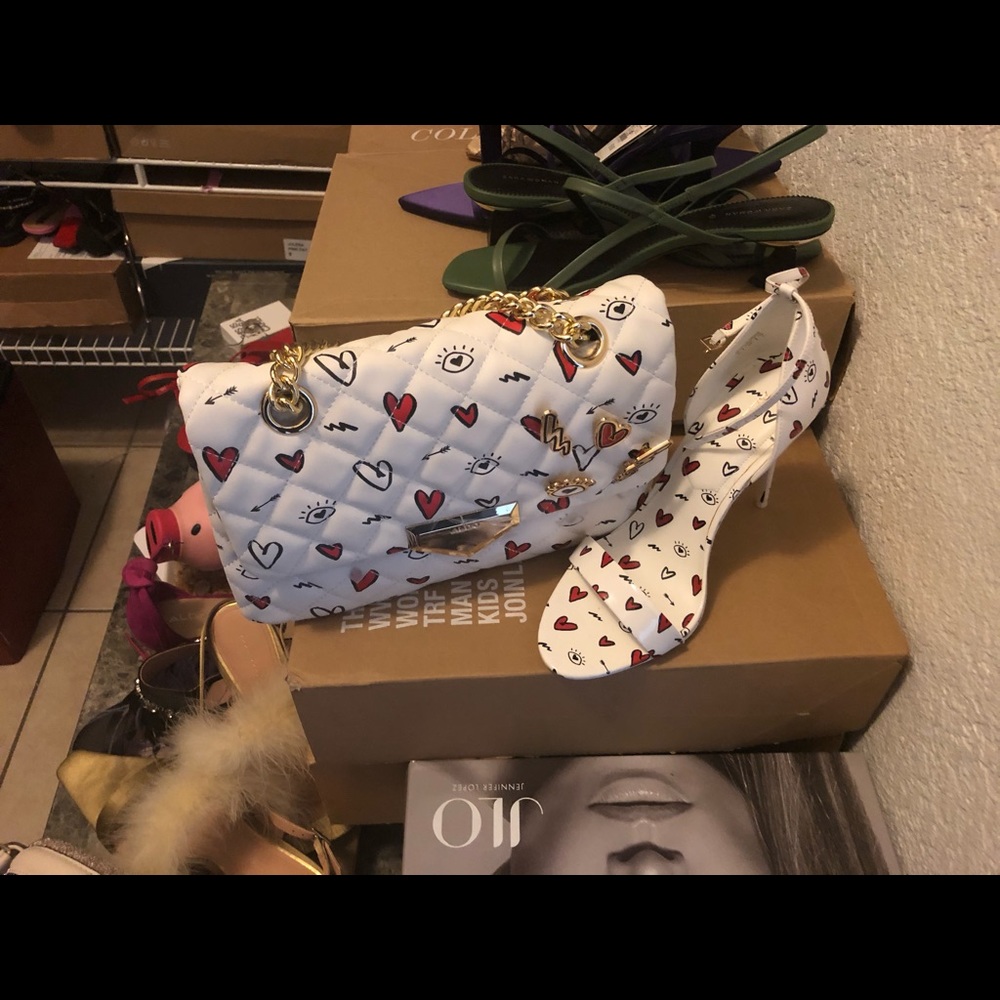 Aldo heart heels and purse brand new .